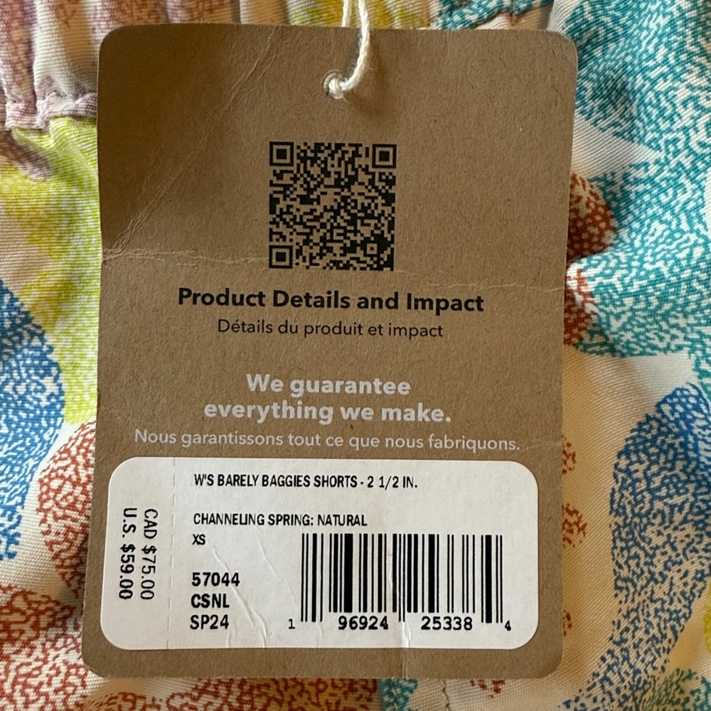 NWT Patagonia Women’s Barely Baggies Short 2.5” Sz XS Channeling Spring Natural - Picture 4 of 4